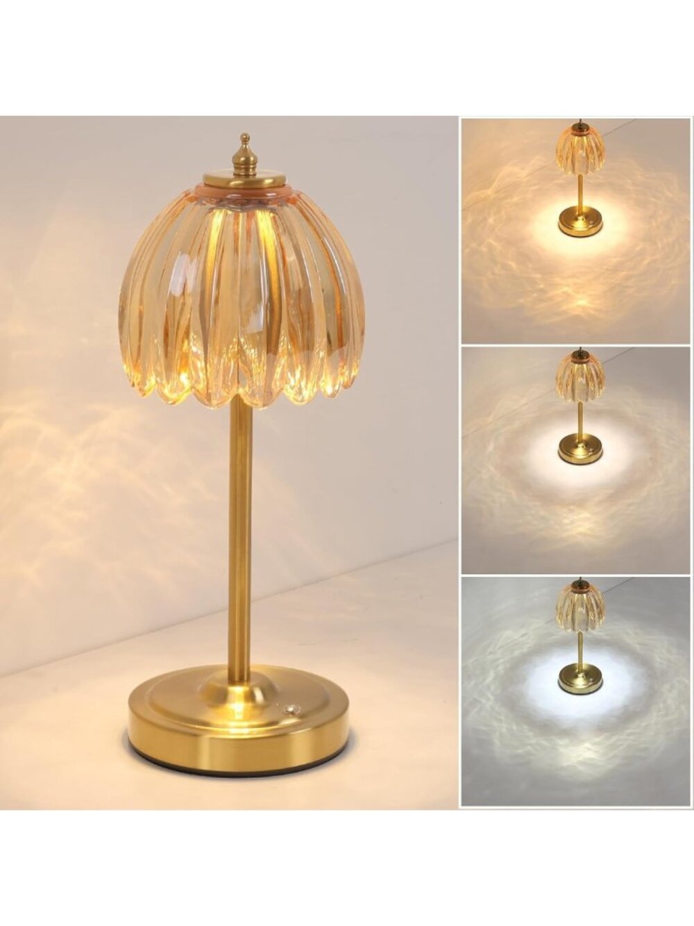 Cordless Touch Control Tulip Table Lamp, Dimmable & Rechargeable, 3 Colors